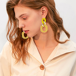 6ペア6色の楕円形アクリルダングルスタッドピアス、スチール鉄ピン付き女性用  ミックスカラー  54.5x27mm  1ペア/カラー&nbsp;EJEW-AN0004-12