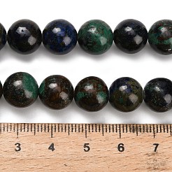 天然アズライトビーズ連売り  グレードAB  ラウンド  10~10.5mm  穴：0.9mm  約40個/連  15.63~16.22''（39.7~41.2センチメートル）&nbsp;G-Z110-C05-10mm