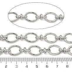 手作りの304ステンレススチール楕円リンクチェーン  溶接されていない  スプールで  ステンレス鋼色  13.5x10.5x2mmと12x6mm&nbsp;STAS-F341-11P