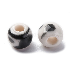手作りの陶器ビーズ  ラウンド  ブラック  6~7x5~6mm  穴：2mm&nbsp;PORC-D300-A13