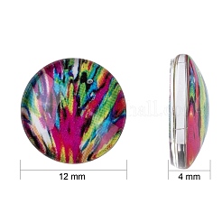 モザイク印刷されたガラスの半分ラウンド/ドームカボション  ミックスカラー  12x4mm&nbsp;GGLA-N004-12mm-G