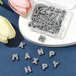 52個 26スタイル アルファベット合金イニシャルスライドチャーム グレードAラインストーン付き  個性的名前のネックレスの作成  鉛フリーとニッケルフリー  プラチナ  a～zの文字  12~13x8~13x4~5mm  穴：8x2mm  2個/スタイル&nbsp;ALRI-FS0001-08