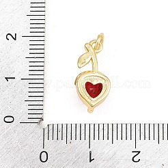 真鍮マイクロペーブカラフルな立方ジルコニアペンダント  さくらんぼのチャーム  ゴールドカラー  16x8x6mm  穴：3mm&nbsp;KK-E798-06C-G