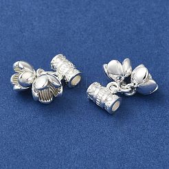 ラックメッキ真鍮チューブベイル  長持ちメッキ  鉛フリー＆カドミウムフリー  花  銀  15.5x13.5x6mm  穴：2.5mm&nbsp;KK-B088-06S