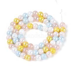 電気メッキガラスビーズセット  ラウンド  虹メッキ  きいろ  6~6.5mm  穴：0.7~1mm  約68~71個/連  14.17~15.35''（36~39センチメートル）&nbsp;EGLA-N019-6mm-02