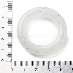 食品グレードの環境に優しいシリコンフォーカルビーズフレーム  チーターのための咀嚼ビーズ  DIYの看護ネックレス用  グリッターパウダー付き  暗闇で光る  フローラルホワイト  41x7mm  穴：2mm&nbsp;SIL-C007-06B-03