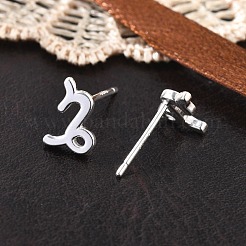 925スターリングシルバースタンドピアス  銀  十二星座  山羊座  8.5x6mm&nbsp;EJEW-K303-01S-10