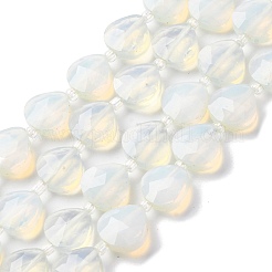 オパールビーズ連売り  多面カットハート  シードビーズで  12x12x5mm  穴：1.2mm  約12個/連  6.50''（16.5センチメートル）&nbsp;G-P570-E10-02