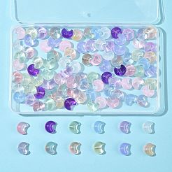 100個 12スタイル ベーキングペイント 透明ガラスビーズ  ムーン  ミックスカラー  16x14x9mm  穴：1.2mm&nbsp;DGLA-FS0001-26