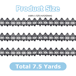7.5ヤードポリエステルレースリボン  ウェディングドレスの装飾用の花飾り  ブラック  1-5/8インチ（42mm）&nbsp;OCOR-DR0001-33B