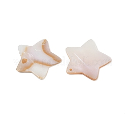 スター淡水シェルペンダント  乳白色  23~25x23~25x2mm  穴：1.5mm&nbsp;SHEL-M005-22