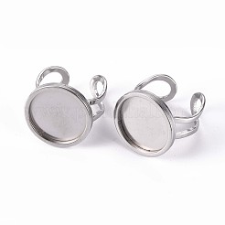 変色しない201ステンレススチールカフパッドリングセッティング  レーザー切断  ステンレス鋼色  トレイ：16mm  usサイズ7 1/4(17.5)~usサイズ8(18mm)&nbsp;X-STAS-S080-040D-P