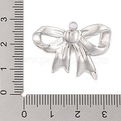 変色しない304ステンレススチールペンダント  ちょう結びチャーム  ステンレス鋼色  23x30x4mm  穴：2mm&nbsp;STAS-S125-02P-01