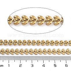 PVD真空メッキ304ステンレススチールリンクチェーン  長持ちメッキ  葉  ゴールドカラー  リンク：6x5x2mm&nbsp;CHS-H026-11G