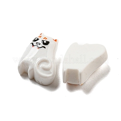 ハロウィーンテーマの樹脂デコデンカボション  ホワイト  猫の形  13x11x6mm&nbsp;RESI-C050-01E