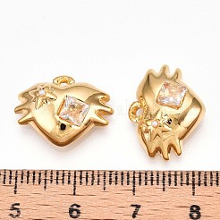 304ステンレススチールラインストーンペンダント  ハート  スター  イオンプレーティング（ip）  18KGP本金メッキ  クリスタル  13x17x5mm  穴：1.4mm&nbsp;STAS-T064-53