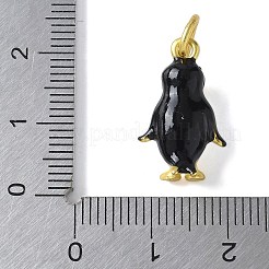 真鍮製エナメルペンダント  ゴールデントーン 3D 漫画チャーム  丸カン付き  ペンギン  19x11.5x9mm  穴：5mm&nbsp;LS-KK-D350-01B