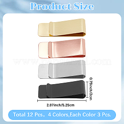 ステンレススチールマネークリップ12色4個  長方形  ミックスカラー  52.5x20x8mm  3個/カラー&nbsp;AJEW-CP0008-88