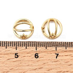 真鍮製のビーズフレーム  星付き丸リング  ゴールドカラー  10x6mm  穴：1mm&nbsp;LS-KK-wh0046-57G-1