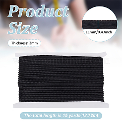 ポリエステルツイストリップコードトリム1個  DIYクラフト用  ブラック  3/8インチ（11mm）  約15.00ヤード（13.72m）/ pc&nbsp;OCOR-MA0001-08A-01