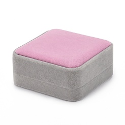 スクエアベルベットブレスレット/バングルボックス  アクセサリー類のギフトボックス  グレー  9x9x4.1cm&nbsp;X-VBOX-D007-02B