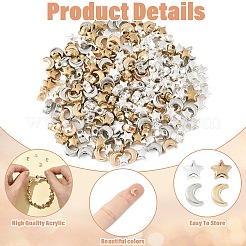 400 個 4 スタイル ccb プラスチックビーズ  スター＆ムーン  ミックスカラー  6~7x5~6.5x3~3.5mm  穴：1.2~1.8mm  100個/スタイル&nbsp;CCB-YW0001-81
