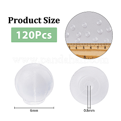 プラスチック製フルカバーイヤーナット120個  ラウンド  透明  6x6x6.5mm  穴：0.8mm&nbsp;FIND-FH0007-98