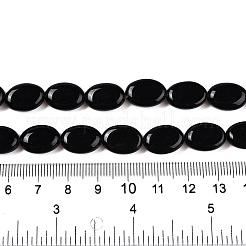 天然ブラックストーンビーズ連売り  フラットオーバル  14x10x5.5mm  穴：1.2mm  約28個/連  15.55''（39.5センチメートル）&nbsp;G-M206-47