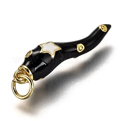 真鍮製エナメルペンダント  長持ちメッキ  18KGP本金メッキ  豊饒の角  イタリアの角cornicello  ミックスカラー  26x6x6mm  穴：3.3mm&nbsp;KK-B026-15G