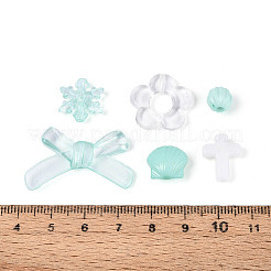 透明＆不透明アクリルビーズ  混合図形  淡いターコイズ  7.5~24.5x7.5~32.7x2.5~12.5mm  穴：0.5~3mm&nbsp;TACR-T028-26E