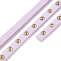 スエード調コード  ゴールデントーン合金リベット付き  パンクロックジュエリーには  ライラック  5x2.5mm  約5.46ヤード（5m）/ロール&nbsp;LW-Q016-5mm-1072