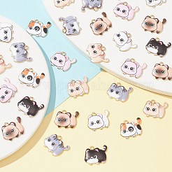 35個7スタイルプリントアロイペンダント  猫のチャーム  ミックスカラー  18x21x3mm  穴：2mm  5個/スタイル&nbsp;ENAM-CJ0005-24