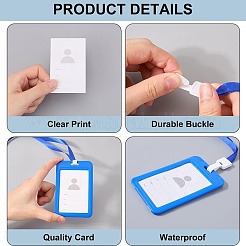 ストラップ付き長方形プラスチックIDバッジホルダー  縦型両面透明IDカードホルダー  ミックスカラー  830mm  6個/セット&nbsp;AJEW-CP0006-04B