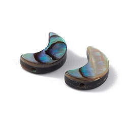 天然アワビシェル/パウアシェルビーズ  ムーン  カラフル  10x7x3mm  穴：0.9mm&nbsp;SSHEL-M021-05