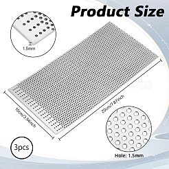 304ステンレススチール製細目ストレーナー  長方形  ステンレス鋼色  200x100x1.5mm  穴：1.5mm&nbsp;DIY-WH0504-280A