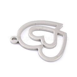 変色しない201ステンレススチールペンダント  ダブルハート  ステンレス鋼色  20.5x20x1mm  穴：1.6mm&nbsp;LS-STAS-K003-03P