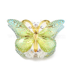 樹脂粘土ラインストーンビーズ  蝶のアクリル両面装飾ビーズ  DIYジュエリー用  キーホルダーとビーズペン  ミックスカラー  26x38x17mm  穴：1.8mm&nbsp;CLAY-NH0001-07