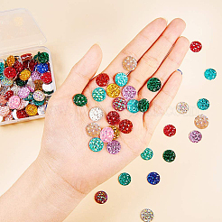 樹脂カボション  底面銀メッキ  半円/ドーム  ミックスカラー  12x3~3.5mm  10個/カラー  130個/箱&nbsp;PH-CRES-G015-01