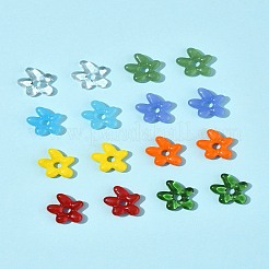 16個8色手作りランプワークビーズ  花  ミックスカラー  18~18.5x17~17.5x4~5mm  穴：3~4mm  2個/カラー&nbsp;LAMP-FS0001-28
