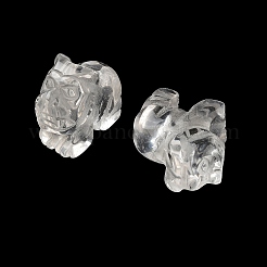 天然水晶彫刻ビーズ  ロッククリスタルタイガー  17x22x9.5mm  穴：0.8mm&nbsp;G-K367-01