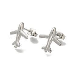 女性用304ステンレススチール飛行機スタッドピアス  ステンレス鋼色  15x14.5mm&nbsp;EJEW-U027-02P
