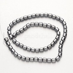 電気メッキ非磁性合成ヘマタイトビーズ連売り  コラム  銀メッキ  6x6mm  穴：1mm  約67個/連  15.7インチ&nbsp;G-F300-28-01
