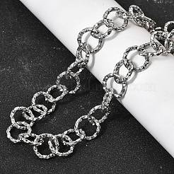 12mmレディース304ステンレススチールテクスチャリングリンクチェーンネックレス  変色しない  ステンレス鋼色  17.99インチ（45.7cm）&nbsp;NJEW-A067-04P
