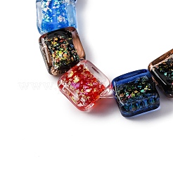 手作りの二色性箔ガラスビーズ連売り  正方形  ミックスカラー  12~12.5x12~12.5x6.5~8mm  穴：1.6mm  約33個/連  16.02''（40.7センチメートル）&nbsp;DICH-U001-07L
