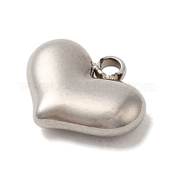 304ステンレススチールチャーム  ハートチャーム  ステンレス鋼色  10.5x12.5x3.5mm  穴：1.6mm&nbsp;STAS-S131-12P