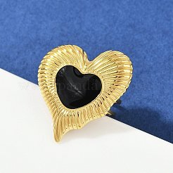 女性用ハート型304ステンレススチールエナメル指輪  イオンプレーティング（ip）  18KGP本金メッキ  ミックスカラー  ハート：27x24mm  usサイズ6（16.5mm）&nbsp;RJEW-G355-09G