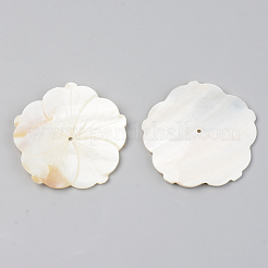 天然淡水シェルビーズ  花  貝殻色  28~30x1.5~2.5mm  穴：1.6mm&nbsp;SSHEL-R048-001