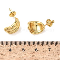 304ステンレススチール製、太めのリブ付きスタッドピアス（女性用）  イオンプレーティング（ip）  ゴールドカラー  14x11mm&nbsp;EJEW-K333-26G