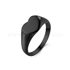 女性用ハート 304 ステンレススチール 指輪  ブラック  usサイズ6（16.5mm）&nbsp;FS-WGDCCF4-13