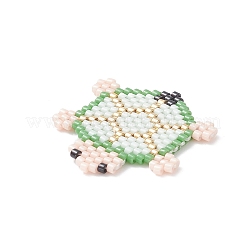 手作りの織機模様 シード ビーズ  亀のチャーム  甘露  27x25x2mm  穴：0.8mm&nbsp;PALLOY-MZ00118